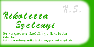 nikoletta szelenyi business card